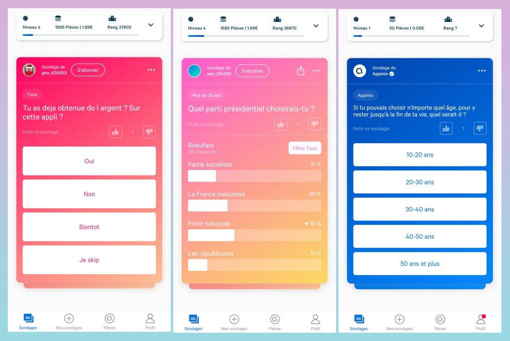 L'application Appinio - Gagner de l'argent