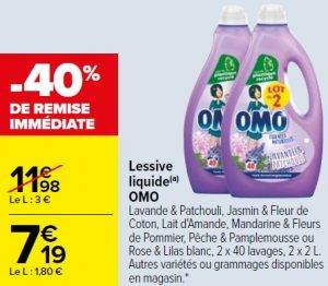Omo - 80 lavages - Liquide OMO Lessive Rose & Lilas Blanc (Lot de