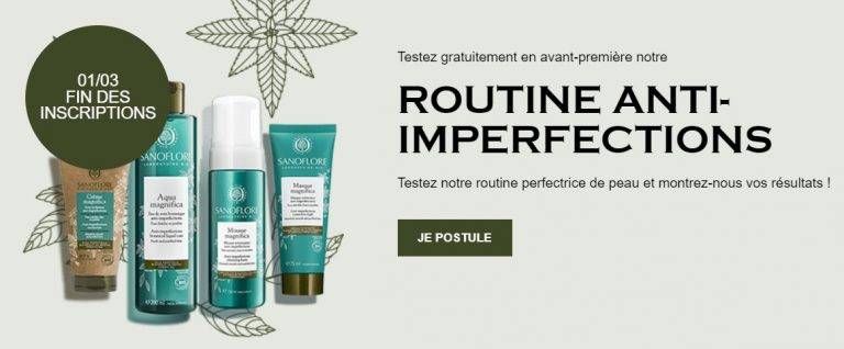 Testez gratuitement une routine anti imperfections de la marque Sanoflore [Campagne Février – Mars 2022]