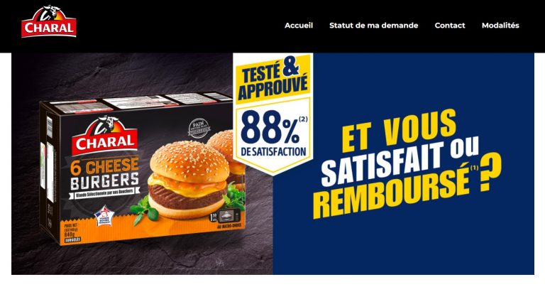 Une boîte de 6 Cheeseburgers surgelés Charal (100% remboursé) [Du 7 mars 2022 au 14 mai 2022]