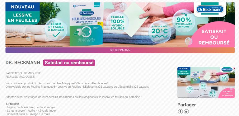 Offre 100% remboursé Dr. Beckmann Feuilles Magiques (Lessive en Feuilles) [Du 1er mai 2022 jusqu&rsquo;à l&rsquo;expiration de l&rsquo;offre]
