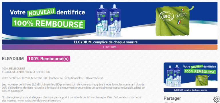 Offre 100% remboursé pour l&rsquo;achat d&rsquo;un dentifrice de la marque Elgydium (Offre Quoty)