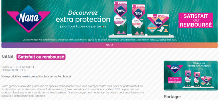 Offre de remboursement Nana extra protection – Quoty