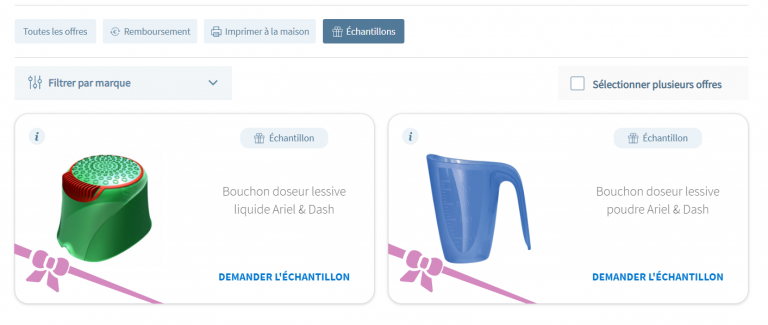 Bouchons doseurs gratuits pour lessive liquide et poudre