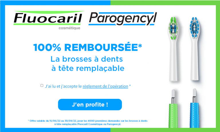 Brosse à dents à tête remplaçable Fluocaril Cosmétique et Parogencyl (100% remboursé du 15/06/2022 au 30/09/2022)