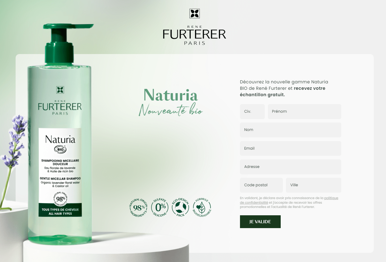 Echantillon gratuit du shampooing Naturia de Rene Furterer - Vivre Discount