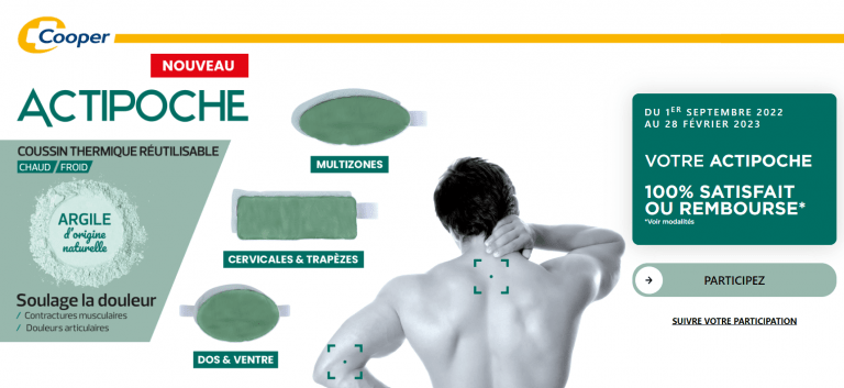 Offre de remboursement Actipoche Argile – Soulage la douleur [du 1er septembre 2022 au 28 février 2023]