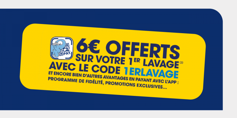 Votre premier lavage offert (6 euros) avec l&rsquo;application Elephant Bleu