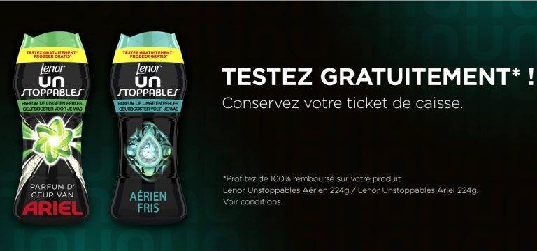 Offre de remboursement pour un parfum de linge de la gamme LENOR UNSTOPPABLES [Offre du 1er octobre 2022 au 28 février 2023]