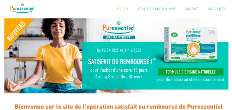 Offre satisfait ou remboursé pour l&rsquo;achat d&rsquo;une cure 15 jours Aroma Stress Duo Stress + de Puressentiel[Du 15/09/2022 au 31/12/2022]