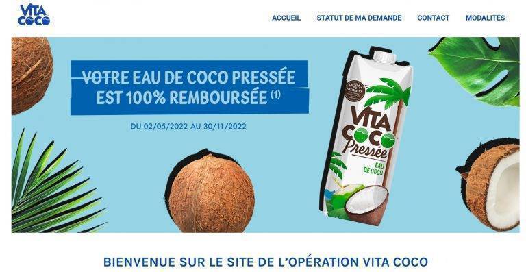 Votre eau de coco pressée de la marque Vita Coco 100% remboursée [Jusqu&rsquo;au 30 novembre 2022]