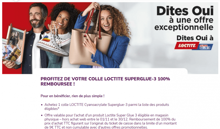 Votre colle Loctite Superglue-3 100% remboursée [offre du 01/11/12 au 30/12/12]