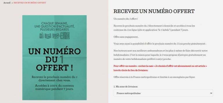 Recevez chez vous gratuitement un exemplaire du journal hebdomadaire « Le 1 hebdo »
