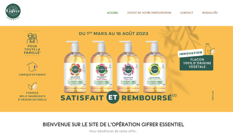 Un produit de la gamme Gifrer Essentiel satisfait et remboursé [du 1er mars au 16 août 2023]