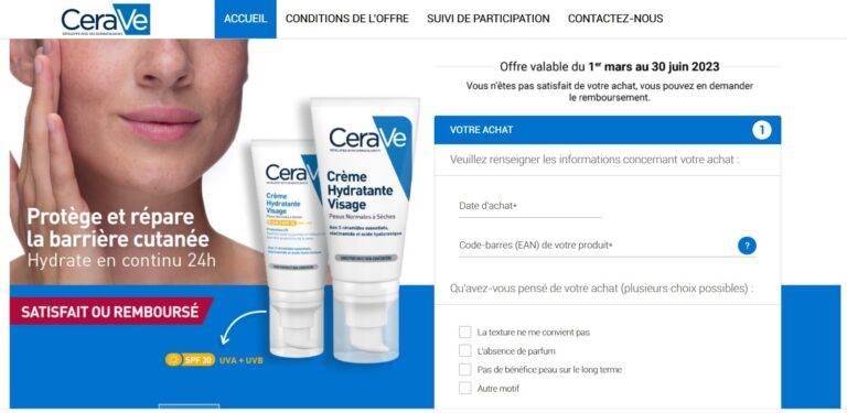 Crème hydratante Visage CeraVe 100% remboursé [du 1er mars au 30 juin 2023]