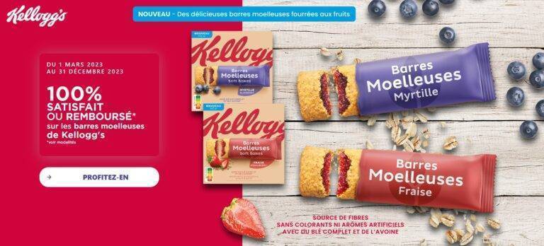 Barres moelleuses de Kellogg&rsquo;s 100% satisfait ou remboursé [du 1er mars 2023 au 31 décembre 2023]