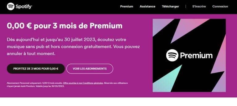0,00 € pour 3 mois de Spotify Premium [Valable jusqu&rsquo;au 16/05/2023]