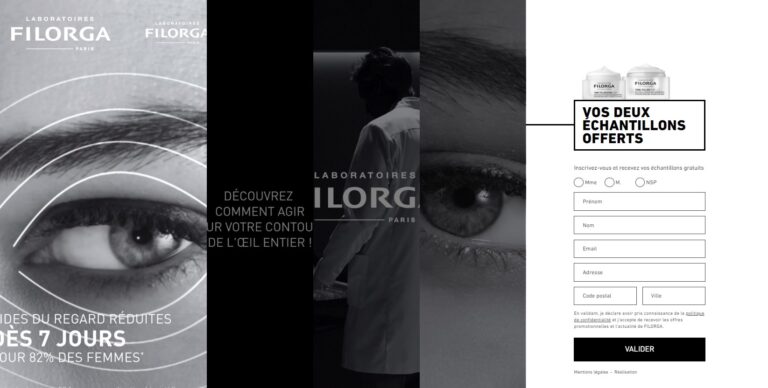 Deux échantillons gratuits Filorga : soin contour des yeux TIME-FILLER EYES et un soin visage TIME-FILLER 5XP GEL-CREME