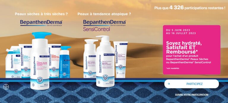 Offre satisfait et remboursé sur un produit BepanthenDerma peaux sèches [entre le 05/06/2023 et le 16/07/2023]