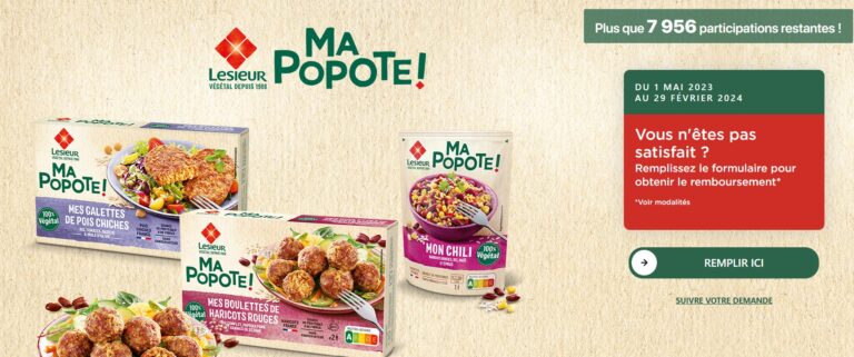 Du 1er Mai 2023 au 29 février 2024, bénéficiez d&rsquo;une offre de remboursement sur un produit Lesieur Ma Popote