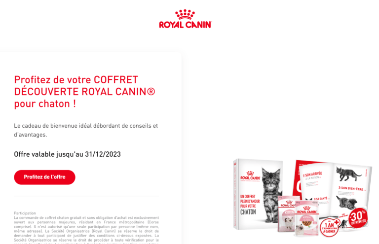 Profitez gratuitement de votre COFFRET DÉCOUVERTE ROYAL CANIN® pour chaton !