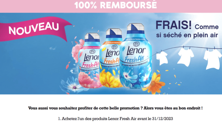 Lenor Fresh Air – Offre 100% remboursé [avant le 31/12/2023]