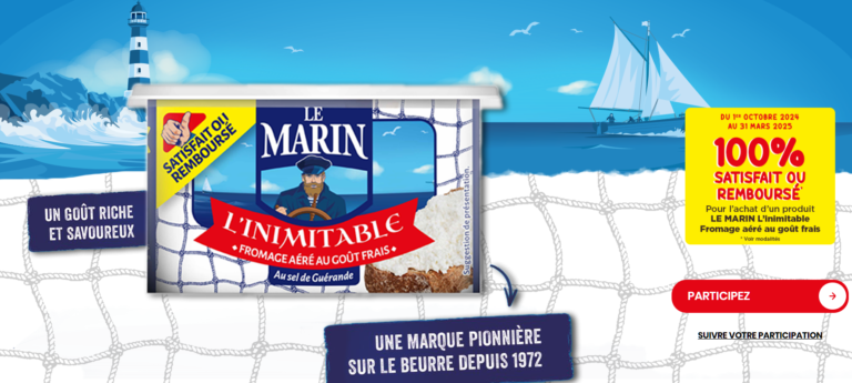 LE MARIN L’Inimitable Fromage Aéré – 125g 100% satisfait ou remboursé [entre le 01/10/2024 et le 31/03/2025]